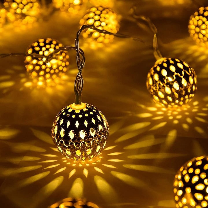 Solar String Lights Moroccan Globe Fairy For Garden Patio Outdoor Weather Ready All-Evening Shine - Image 1