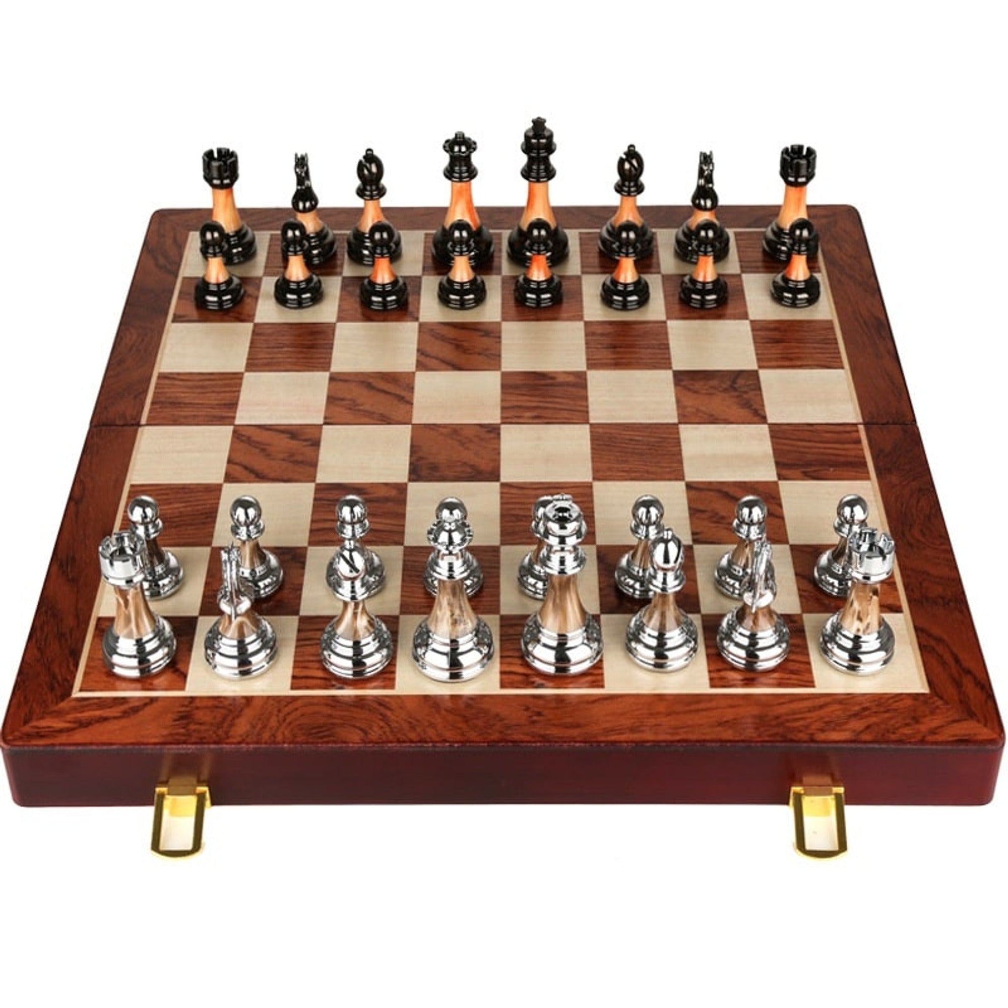 Solid- Folding Chess Set With Board - Image 4