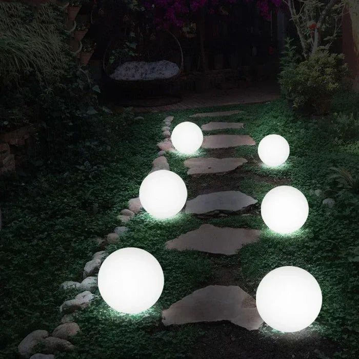 Modern PE Globe Outdoor Garden Light LED Rechargeable Lasson Living
