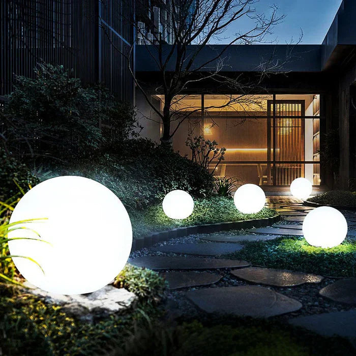 Modern PE Globe Outdoor Garden Light LED Rechargeable Lasson Living