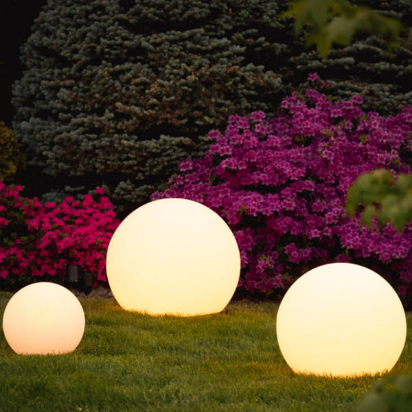 Modern PE Globe Outdoor Garden Light LED Rechargeable Lasson Living