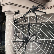 Spider Decorations For Halloween Lanterns & Candlelight Set Of 2 Large 50cm Spiders With Stretchable Web Indoor Outdoor Use - Image 1