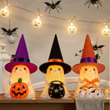 Spooky Ceramic Ghost Figurines Halloween Table Decorations With Lit Up Hats - Image 1