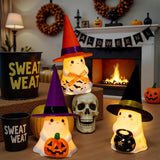 Spooky Ceramic Ghost Figurines Halloween Table Decorations With Lit Up Hats - Image 2