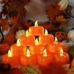 Spooky Pumpkin Tea Light Halloween Table Decorations With Flickering Flameless Glow - Image 1