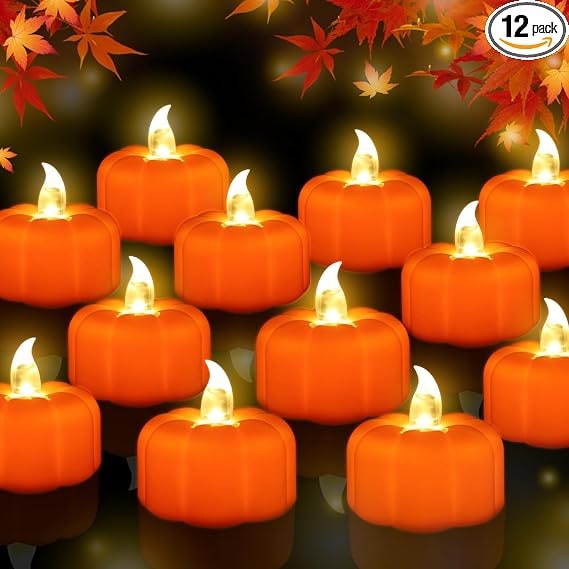 Spooky Pumpkin Tea Light Halloween Table Decorations With Flickering Flameless Glow - Image 5