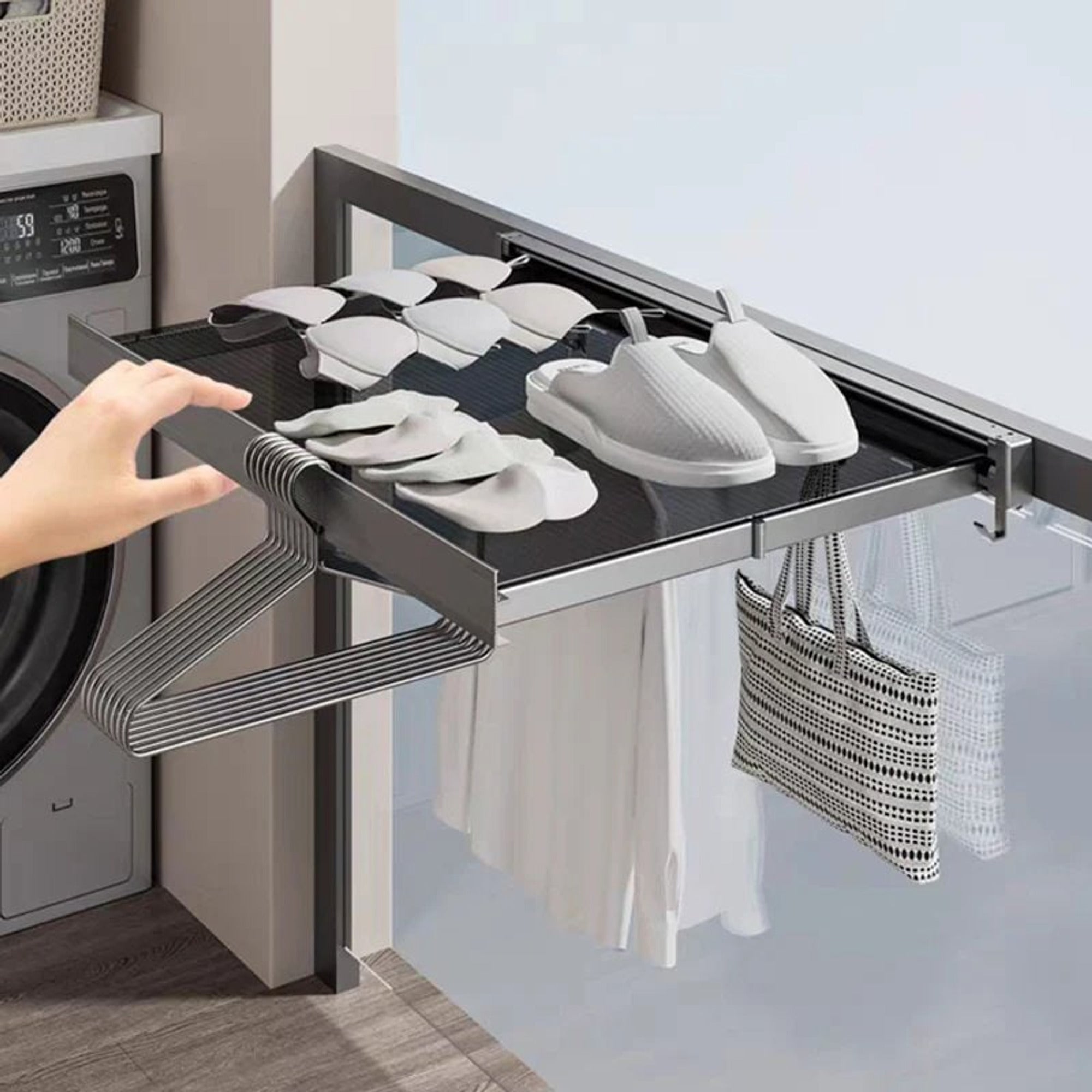 Storage Rack Retractable Invisible Space-Saving Drying Solution Preserve Your Clothes' Integrity - Image 1