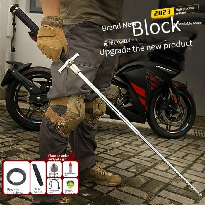 Tactical Retractable Baton Multi-Purpose Hiking Stick For Men - Image 3