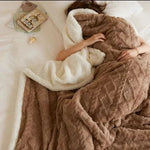 Thick Fleece Blanket With Quilted Lambswool Texture - Image 1