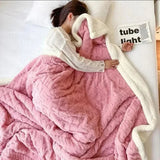 Thick Fleece Blanket With Quilted Lambswool Texture - Image 2