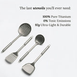 Titanium Chef Utensil Set Ultra-Light & Durable Kitchen Tools With Long Handles For Professional Cooking - Image 3
