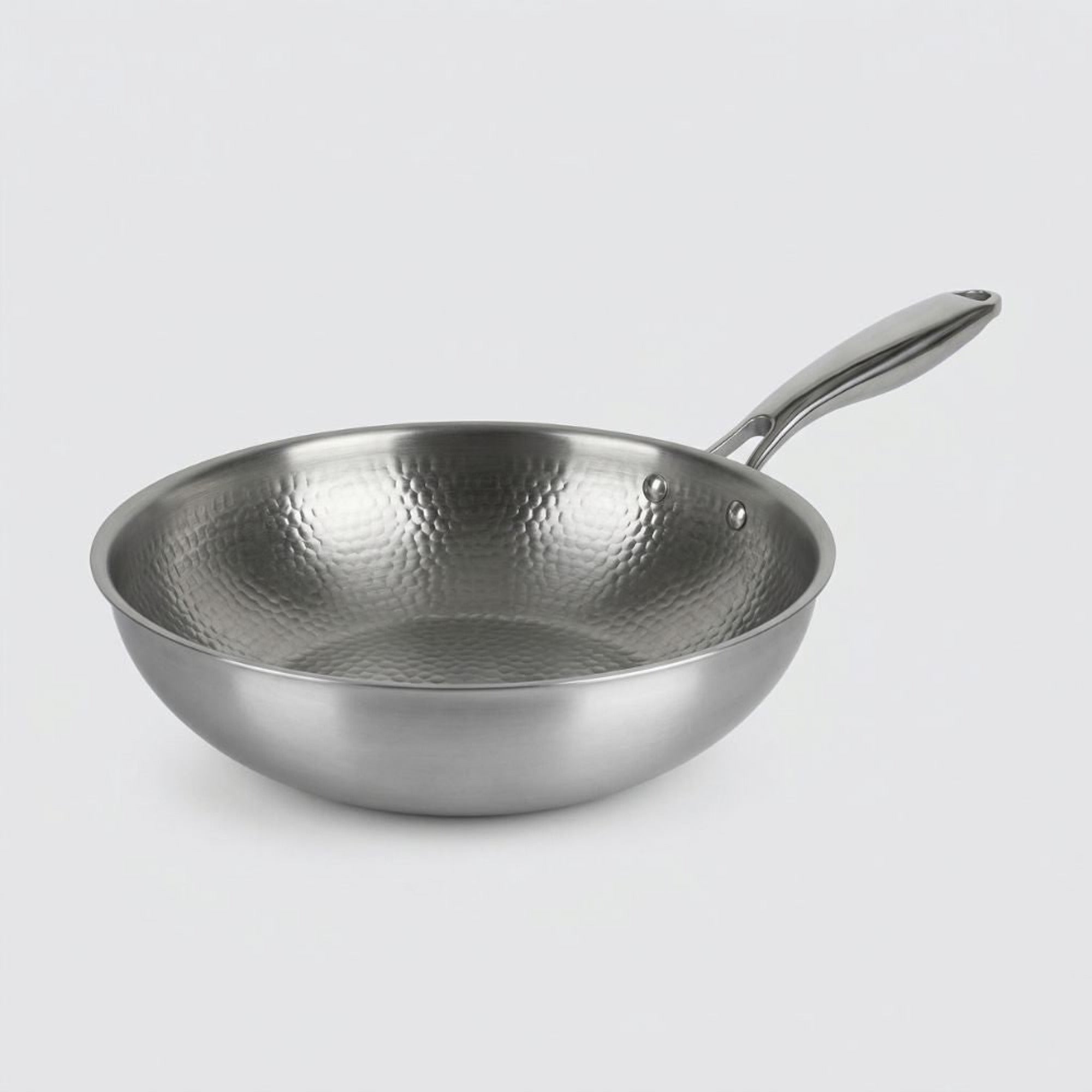 Titanium Wok Pan with Comfortable Flat Bottom and Hammered Surface - Image 1