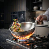 Titanium Wok Pan with Comfortable Flat Bottom and Hammered Surface - Image 8