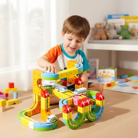 Tracki 3D Train Building Set For Kids Stem Toy With Rechargeable Train - Image 4