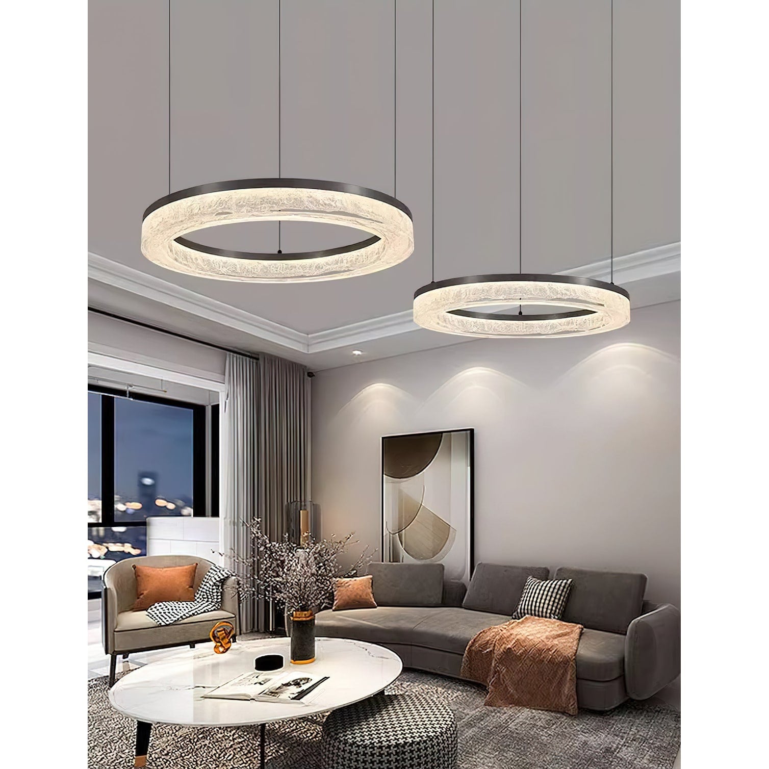 Triple Tier Ring LED Chandelier With Integrated Acrylic - Image 15