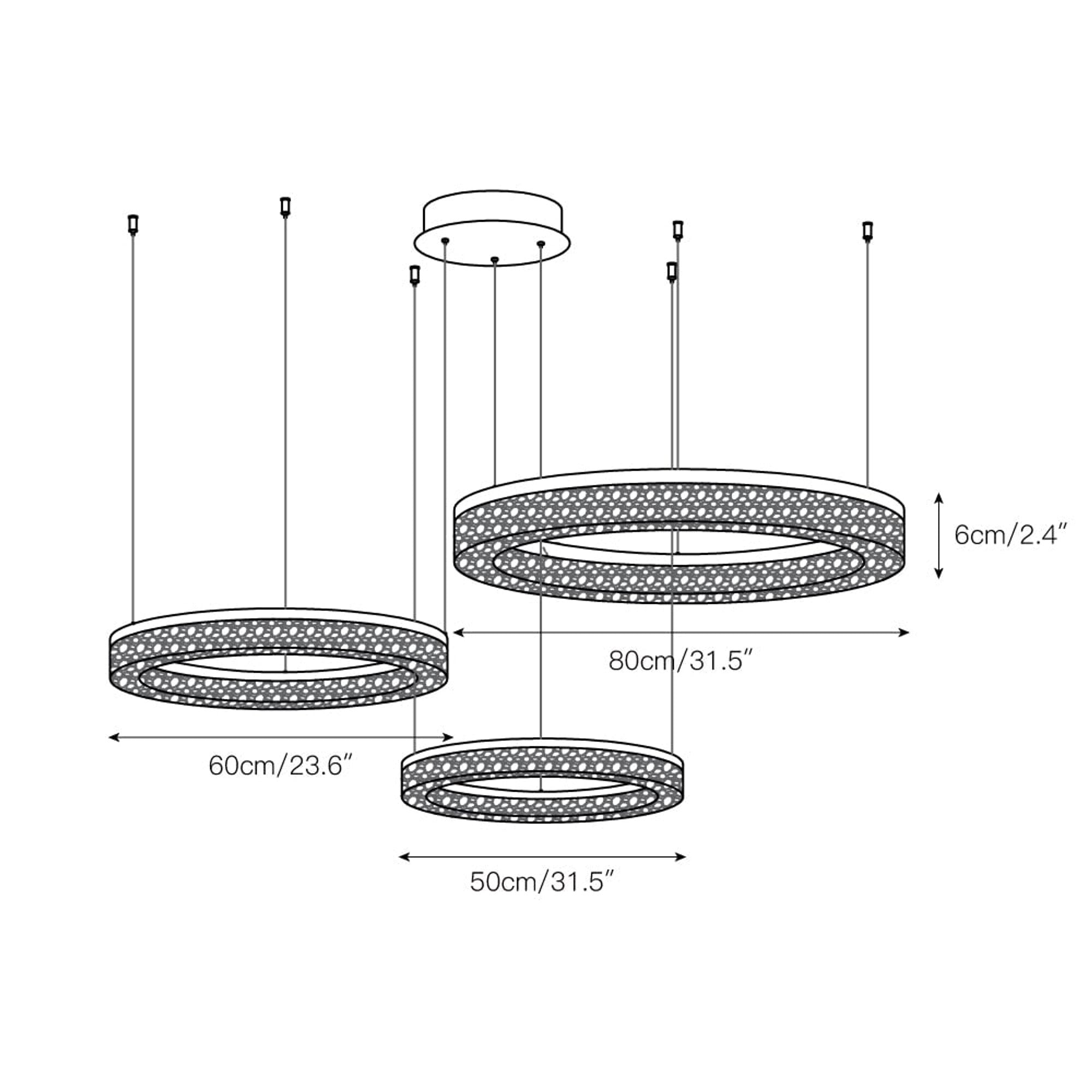 Triple Tier Ring LED Chandelier With Integrated Acrylic - Image 8