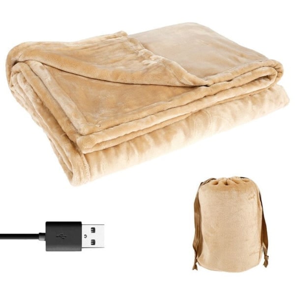 Usb Heated Blanket Fleece Throw With Drawstring Pouch - Image 2