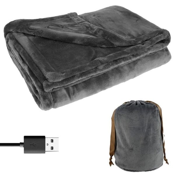 Usb Heated Blanket Fleece Throw With Drawstring Pouch - Image 3