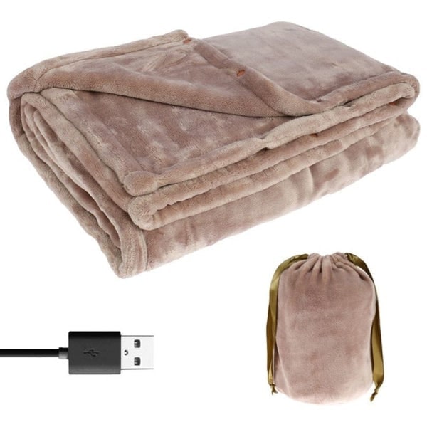 Usb Heated Blanket Fleece Throw With Drawstring Pouch - Image 4