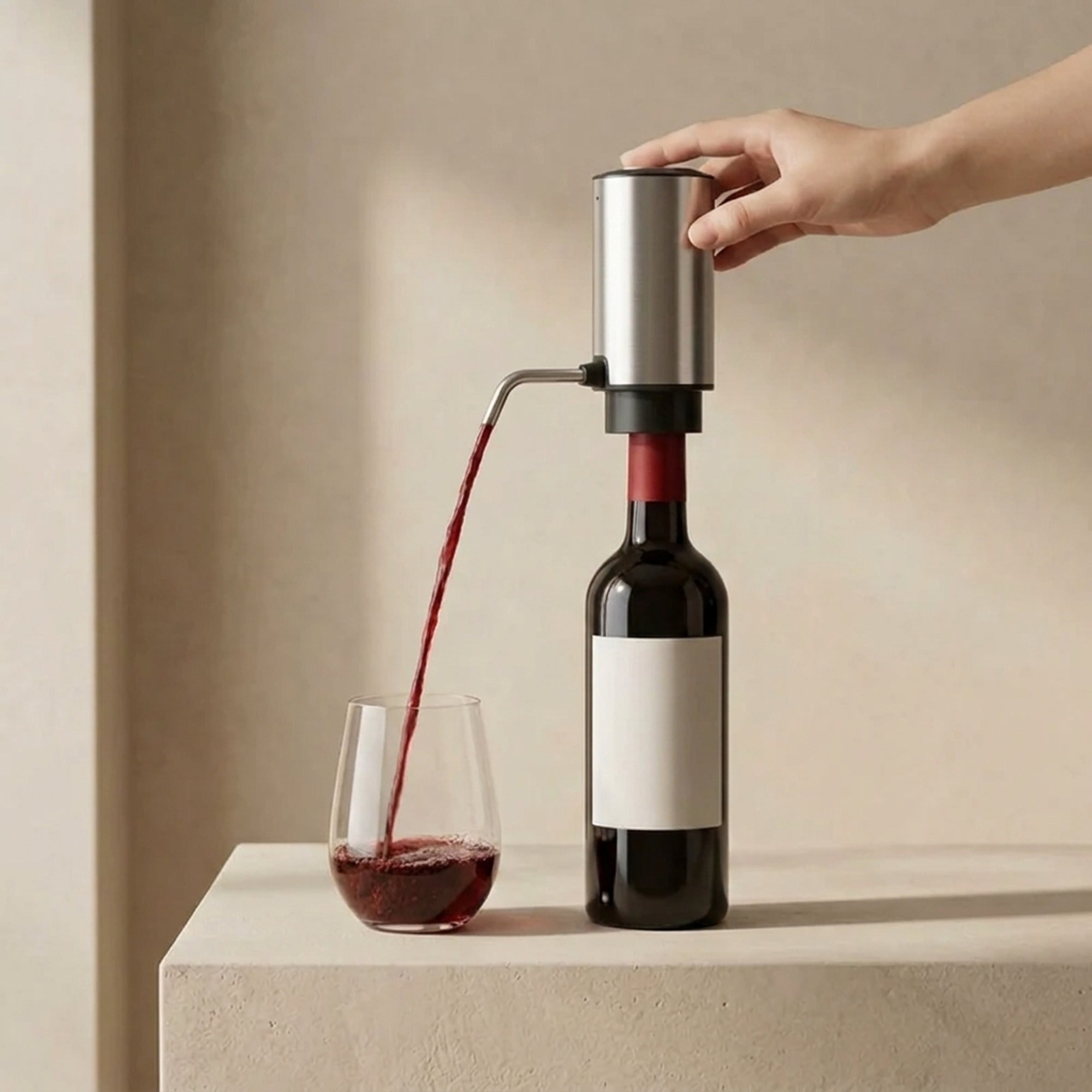 USB Rechargeable Stainless Steel Wine Aerator Pourer With One-Touch Dispensing - Image 1