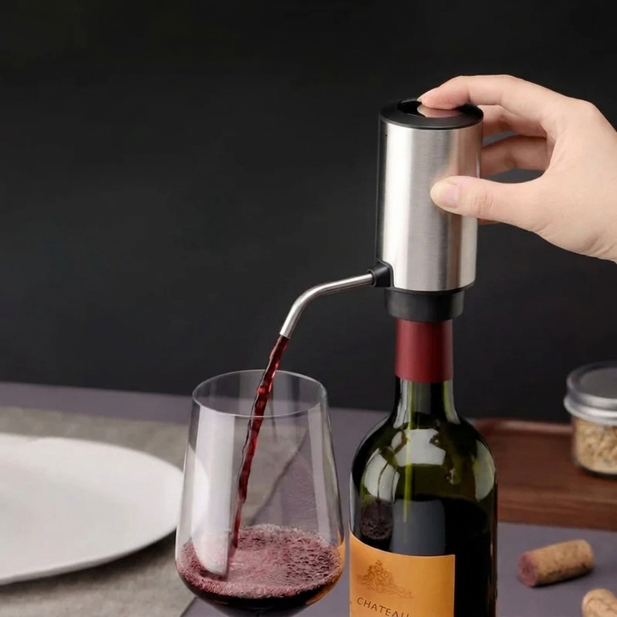 USB Rechargeable Stainless Steel Wine Aerator Pourer With One-Touch Dispensing - Image 3