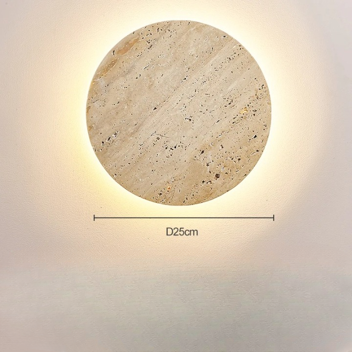 Minimalist Travertine Round Wall Sconce LED 1-light Lasson Living