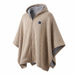 Wearable Heated Blanket with Supportive Relaxed Silhouette and Zip-Front Hooded Poncho - Red