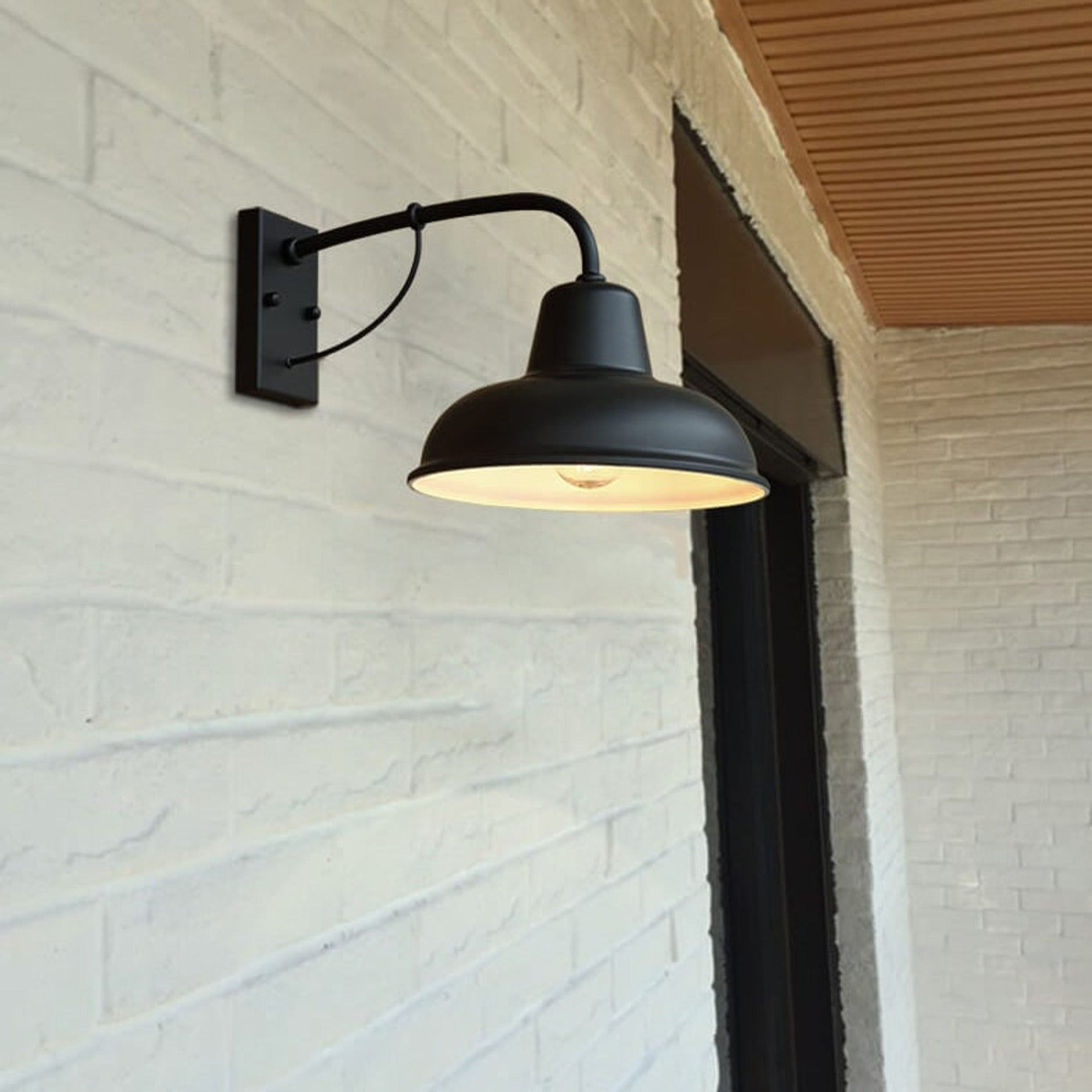 Vintage Waterproof Outdoor Wall Sconce Gooseneck Dome Shade Metal - Image 3