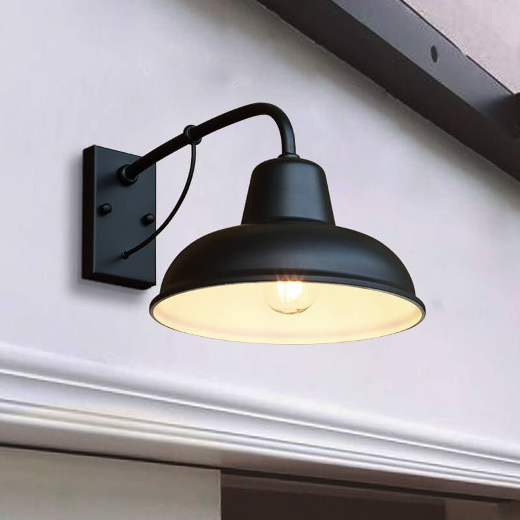 Vintage Waterproof Outdoor Wall Sconce Gooseneck Dome Shade Metal - Image 8