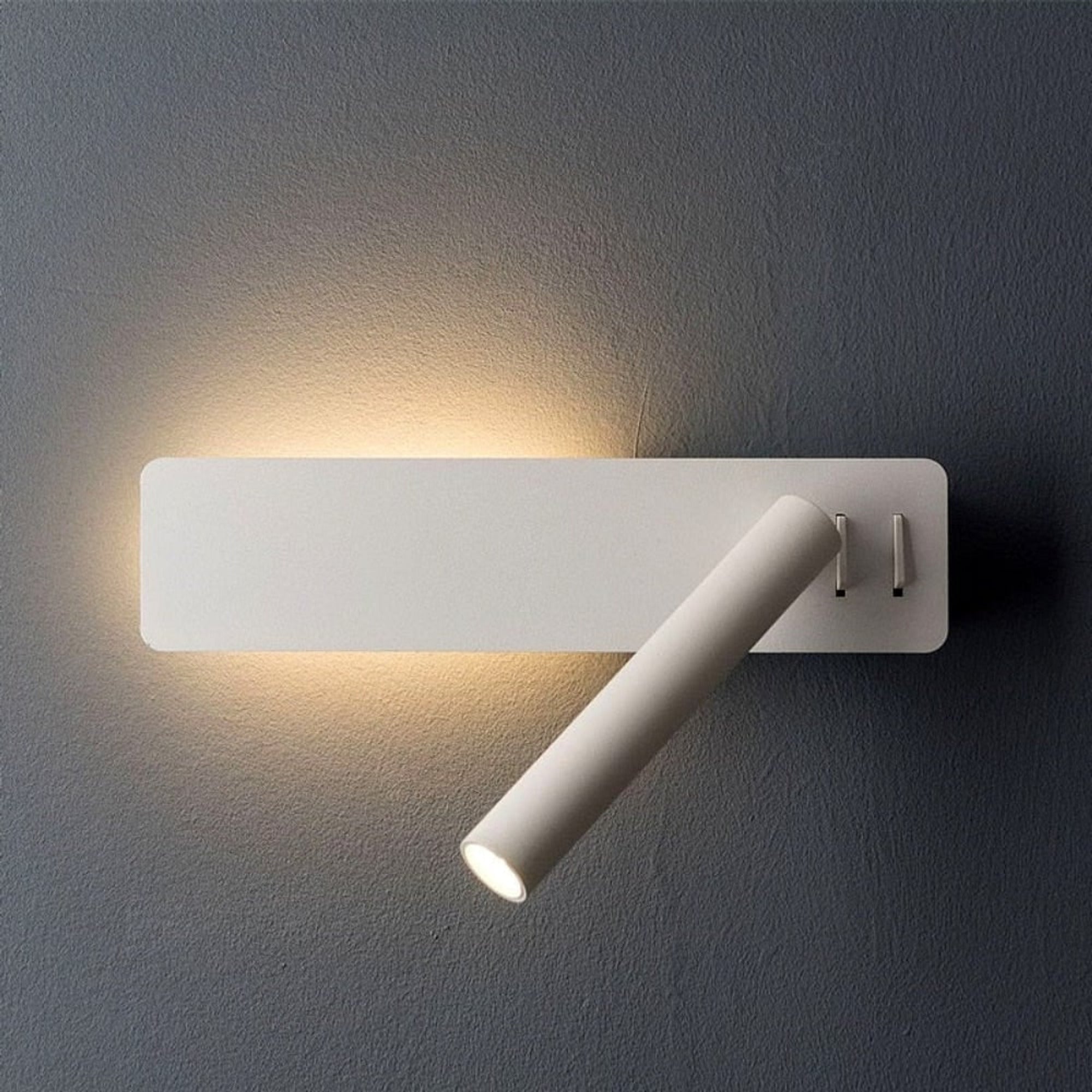 Wall Mounted Adjustable Reading Sconces With Cylindrical Metal Arm - Image 1