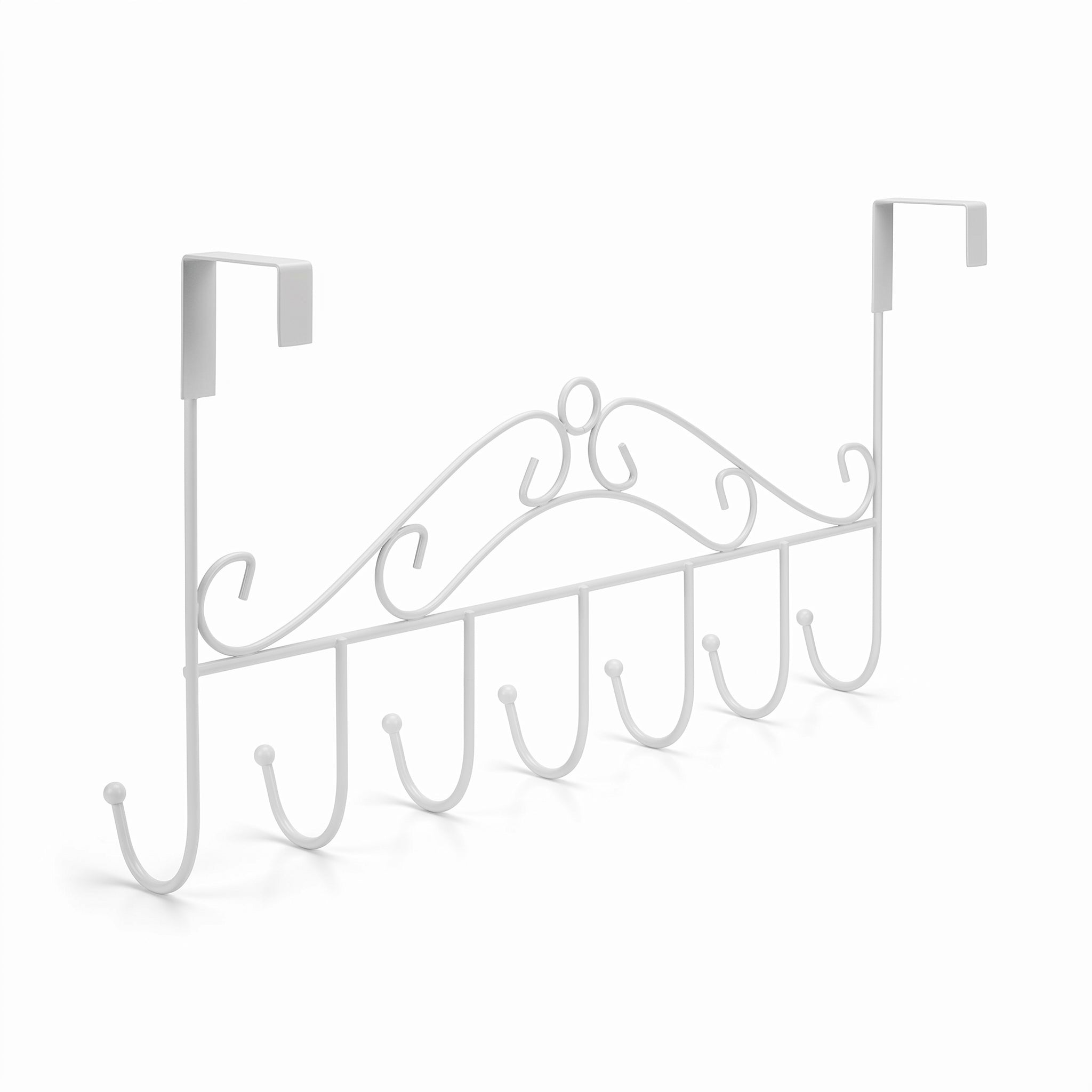 Wall Mounted Coat Rack with Secure Over the Door Design and Ornate Scrollwork - angle