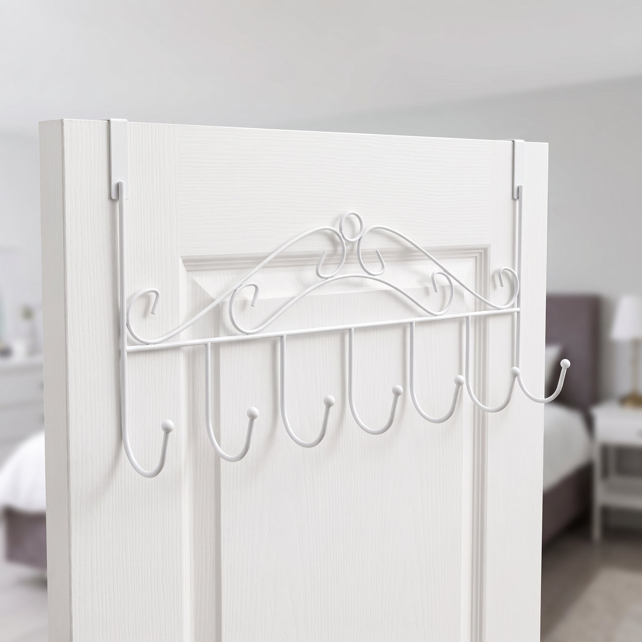 Wall Mounted Coat Rack with Secure Over the Door Design and Ornate Scrollwork - hero