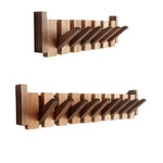 Wall Mounted Coat Rack With Retractable Two-Tone Wooden Finish - Image 6