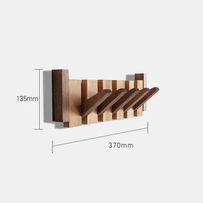 Wall Mounted Coat Rack With Retractable Two-Tone Wooden Finish - Image 7