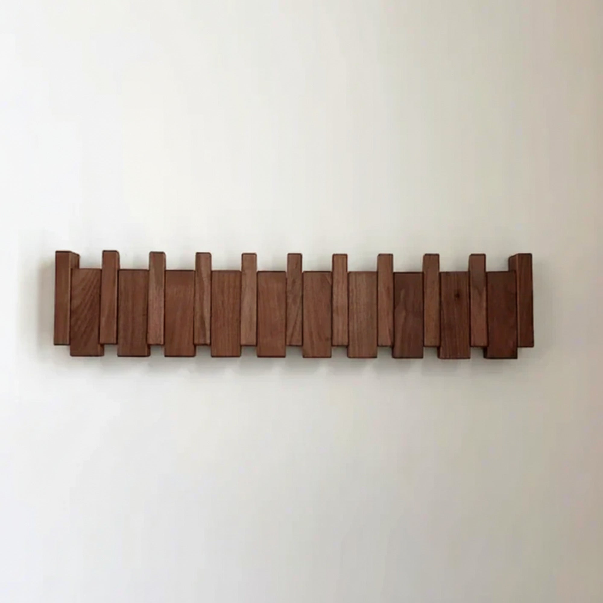 Wall Mounted Coat Rack With Retractable Two-Tone Wooden Finish - Image 4