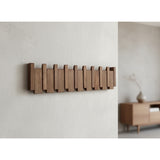 Wall Mounted Coat Rack With Retractable Two-Tone Wooden Finish - Image 2