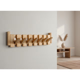 Wall Mounted Coat Rack With Retractable Two-Tone Wooden Finish - Image 3