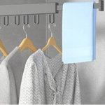 Wall Mounted Drying Rack With Retractable 3-Fold Bar Space-Saving Design For Bathroom Clothes Drying Rust And Moisture Resistant Silver Metal Rack - Image 1