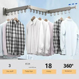 Wall Mounted Drying Rack With Retractable 3-Fold Bar Space-Saving Design For Bathroom Clothes Drying Rust And Moisture Resistant Silver Metal Rack - Image 10