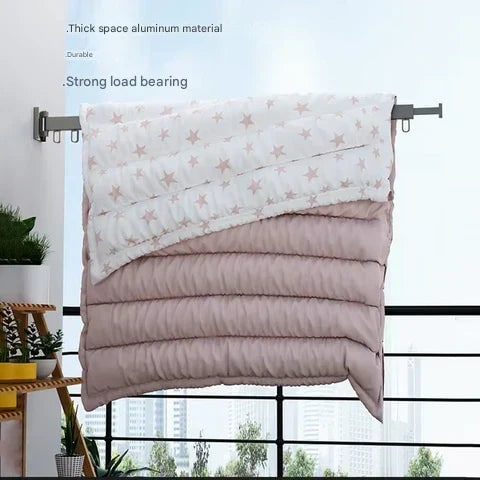 Wall Mounted Drying Rack With Retractable 3-Fold Bar Space-Saving Design For Bathroom Clothes Drying Rust And Moisture Resistant Silver Metal Rack - Image 14