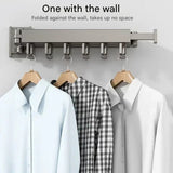 Wall Mounted Drying Rack With Retractable 3-Fold Bar Space-Saving Design For Bathroom Clothes Drying Rust And Moisture Resistant Silver Metal Rack - Image 15