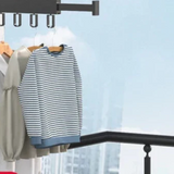 Wall Mounted Drying Rack With Retractable 3-Fold Bar Space-Saving Design For Bathroom Clothes Drying Rust And Moisture Resistant Silver Metal Rack - Image 4