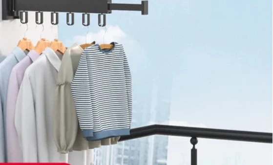 Wall Mounted Drying Rack With Retractable 3-Fold Bar Space-Saving Design For Bathroom Clothes Drying Rust And Moisture Resistant Silver Metal Rack - Image 4