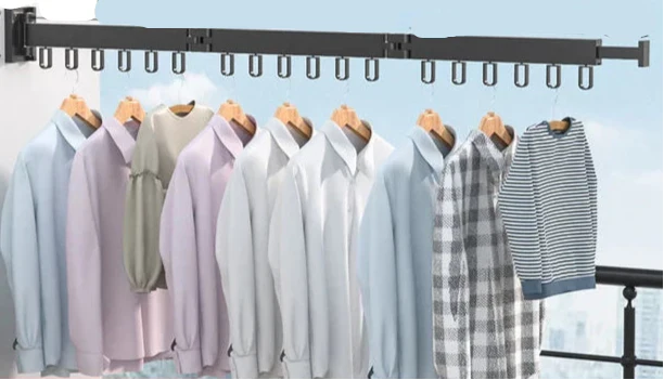 Wall Mounted Drying Rack With Retractable 3-Fold Bar Space-Saving Design For Bathroom Clothes Drying Rust And Moisture Resistant Silver Metal Rack - Image 7