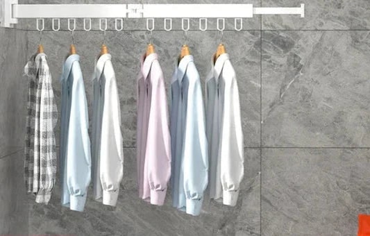 Wall Mounted Drying Rack With Retractable 3-Fold Bar Space-Saving Design For Bathroom Clothes Drying Rust And Moisture Resistant Silver Metal Rack - Image 8