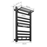 Wall Mounted Electric Heated Towel Rail With Top Storage Shelf And 5 Hooks For Fast Heating - Image 5
