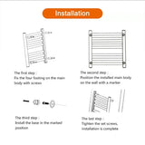 Wall Mounted Electric Heated Towel Rail With Top Storage Shelf And 5 Hooks For Fast Heating - Image 4