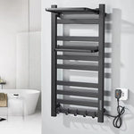 Wall Mounted Electric Heated Towel Rail With Top Storage Shelf And 5 Hooks For Fast Heating - Image 7