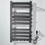 Wall Mounted Electric Heated Towel Rail With Top Storage Shelf And 5 Hooks For Fast Heating - Image 2