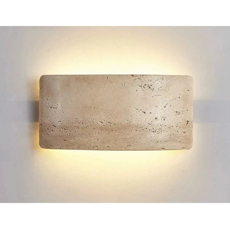 Wall Sconce Curved Travertine Up Down Illumination - Image 1